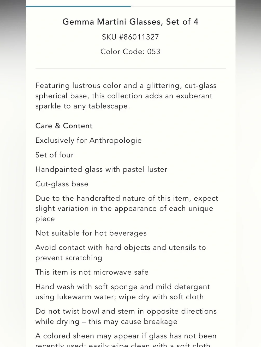 Anthropologie Gemma Mint (green) Faceted martini Glasses